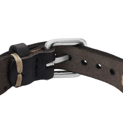 Leather Essentials Black Leather Strap Bracelet - JF04405040 - Fossil
