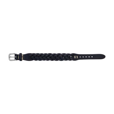 Leather Essentials Navy Leather Strap Bracelet - JF04406040 - Fossil