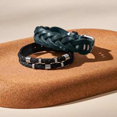 Leather Essentials Bracelet Fossil Strap - - Navy Leather JF04406040