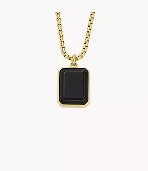 Black and Gold-Tone Onyx Chain Necklace