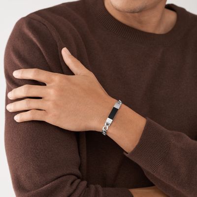 Gliederarmband Machine Knurled Texture Edelstahl