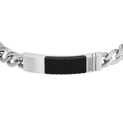 Textured Plaque Stainless Steel Chain Bracelet