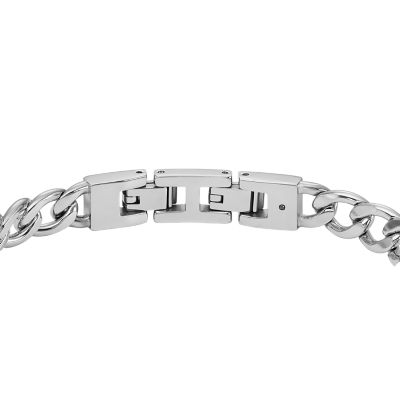 JF04411040 Stainless Steel - Watch Plaque Chain - Bracelet Station Textured