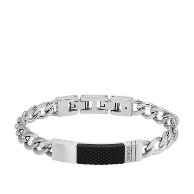 Textured Plaque Stainless Steel Chain Bracelet