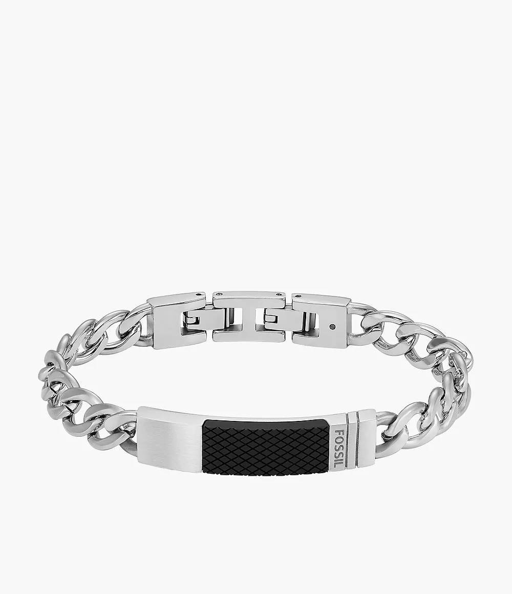 Image of Textured Plaque Stainless Steel Chain Bracelet