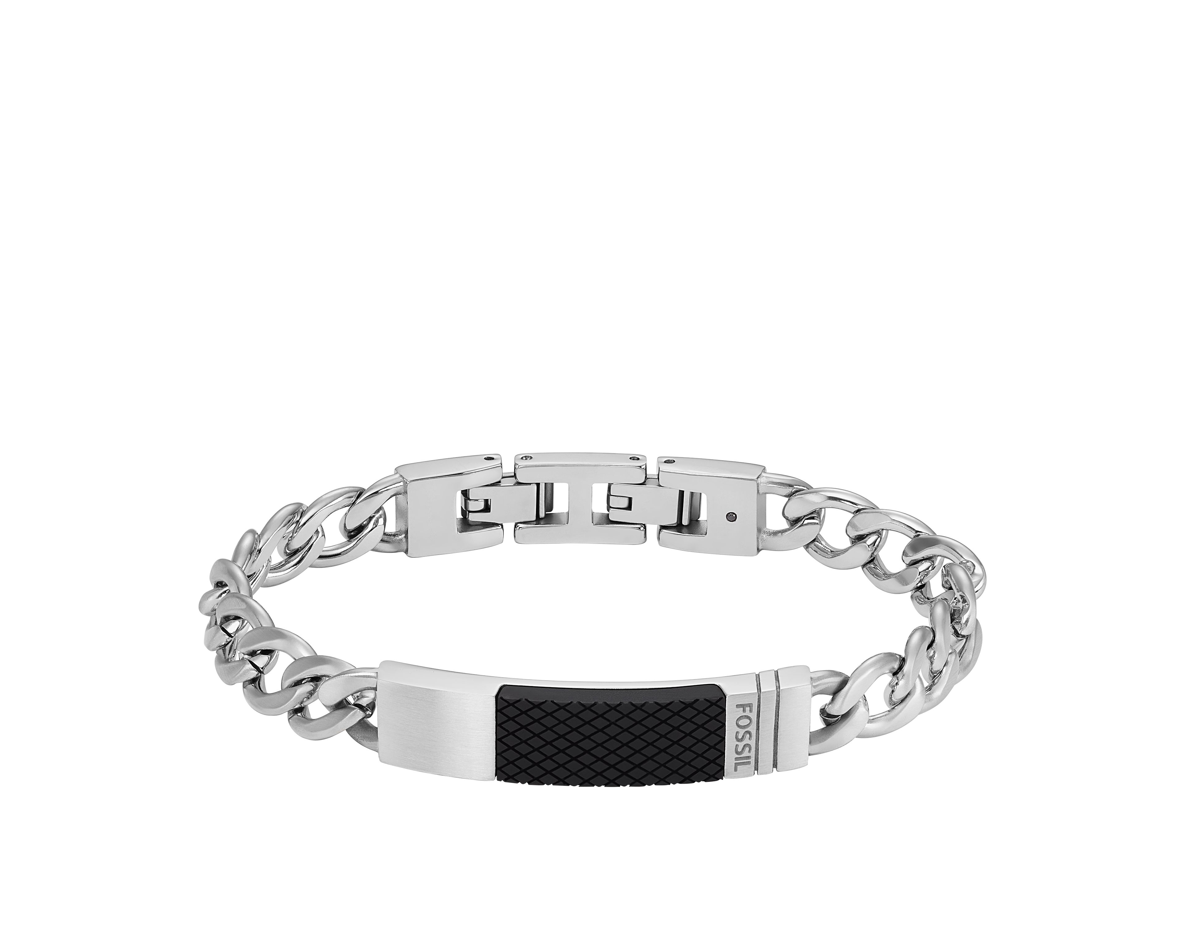 Machine Knurled Texture Stainless Steel Chain Bracelet