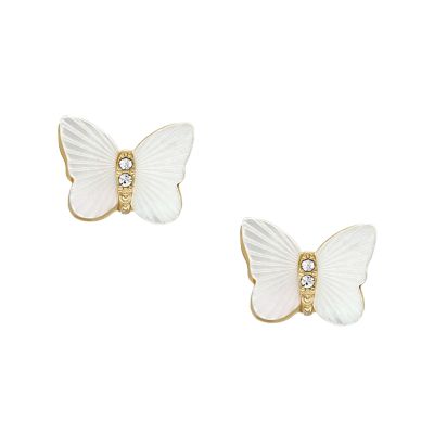 Radiant Wings White Mother of Pearl Stud Butterfly Earrings