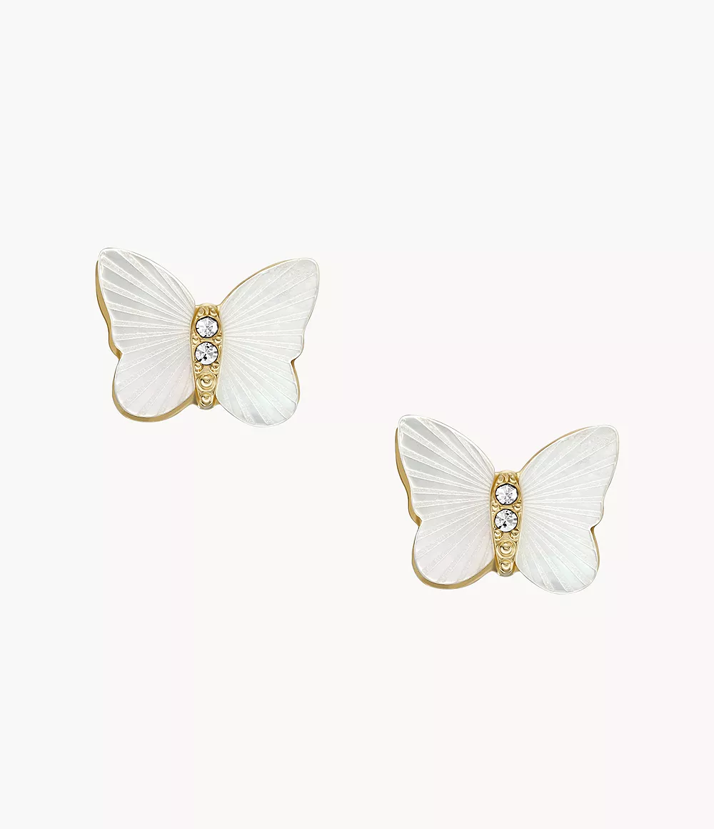 Image of Sutton Radiant Wings White Mother-of-Pearl Stud Butterfly Earrings
