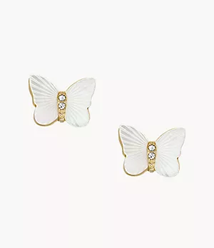 Boucles d’oreilles à dormeuse avec papillons Radiant Wings en nacre blanche