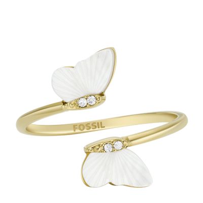 Fossil Ring Sutton Radiant Wings Butterfly Perlmutt weiß - Weißes Perlmutt