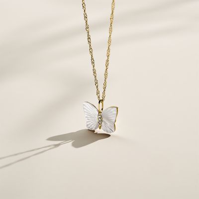 Cute Two Layers Butterfly Necklaces - Silver