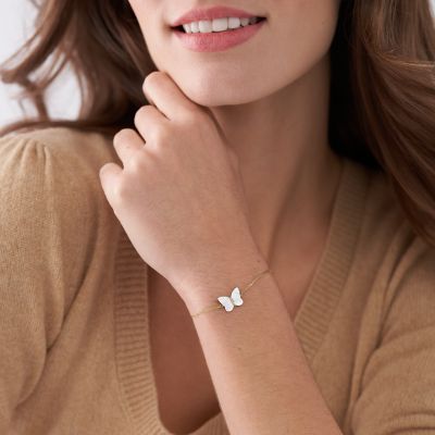 Sutton Radiant Wings White Mother-of-Pearl Butterfly Chain Bracelet