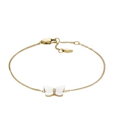Radiant Wings White Mother of Pearl Butterfly Chain Bracelet