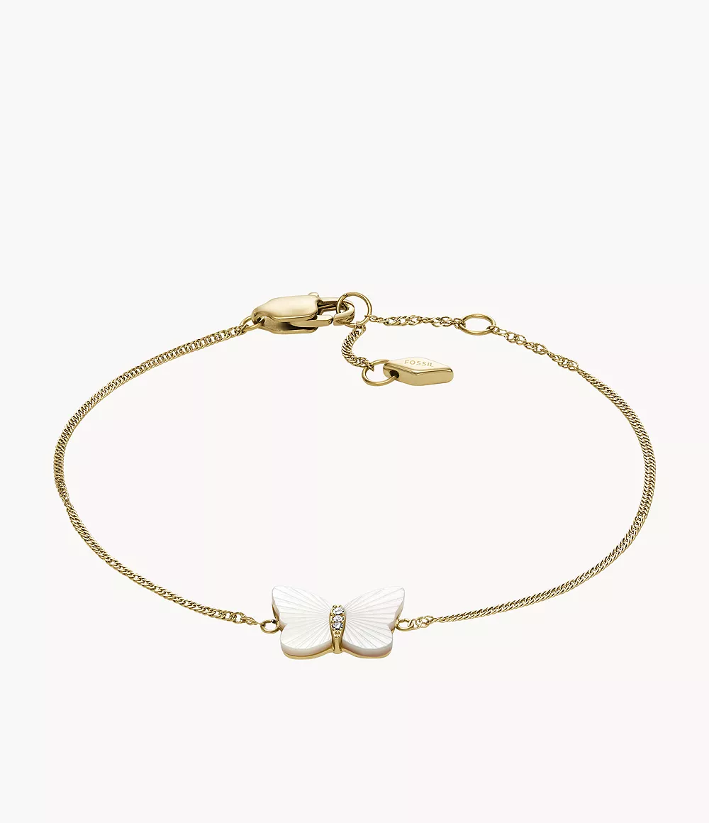 Radiant Wings White Mother-Of-Pearl Butterfly Chain Bracelet  JF04425710
