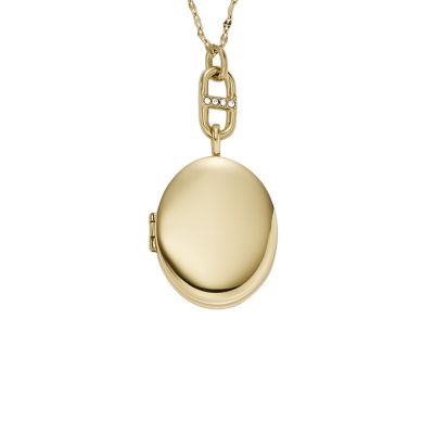 Collier chaîne Heritage Locket Collection en acier inoxydable, doré