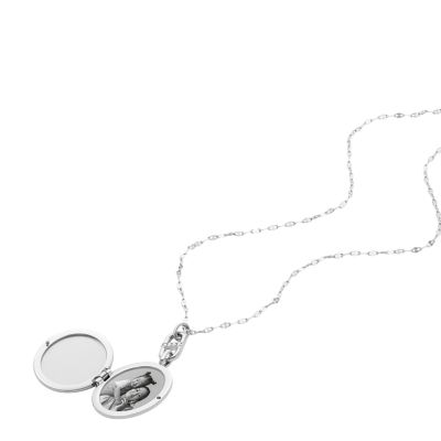 TH Monogram Stainless Steel Short Chain Necklace, SILVER