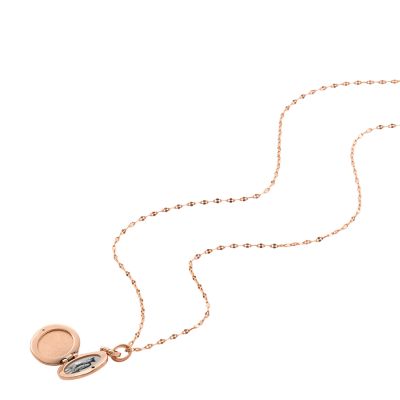 Locket Collection Rose Gold-Tone Stainless Steel Chain Necklace -  JF04429791 - Fossil