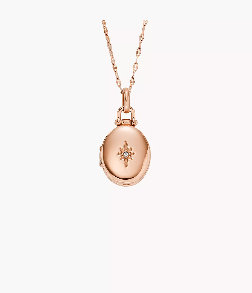 Sadie Locket Collection Rose Gold-Tone Stainless Steel Chain Necklace  JF04429791
