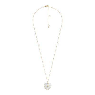 Locket Collection White Mother of Pearl Chain Heart Necklace