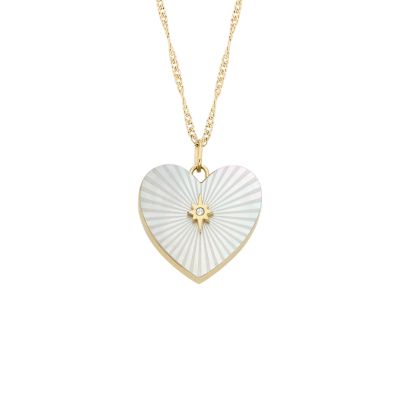 Locket Collection White Mother Of Pearl Chain Heart Necklace