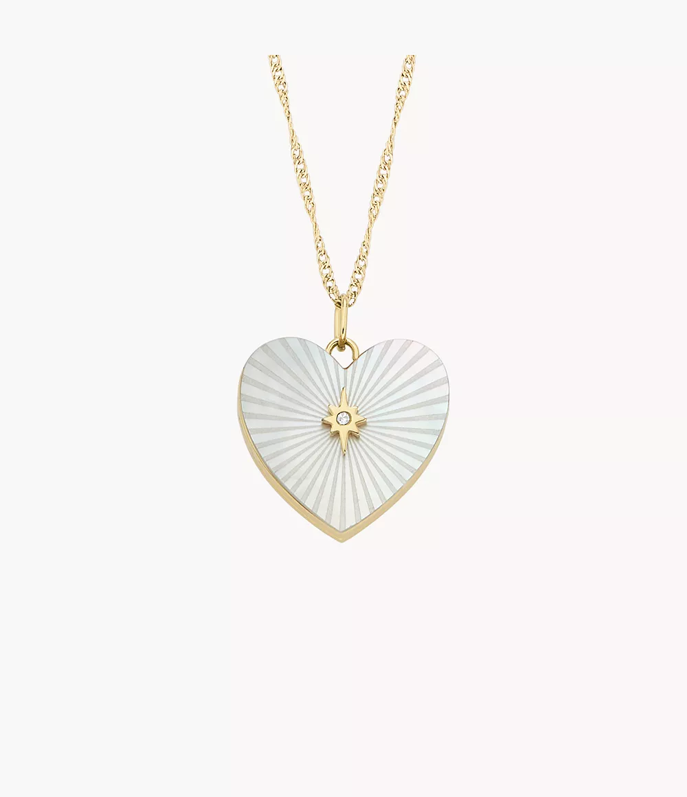 Image of Sutton Locket Collection White Mother-of-Pearl Chain Heart Necklace