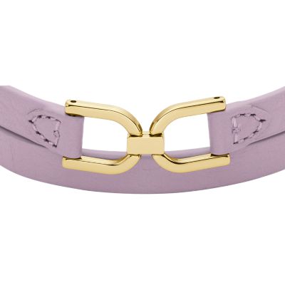 Heritage D-Link Lavender Leather Strap Bracelet - JF04435710 - Fossil