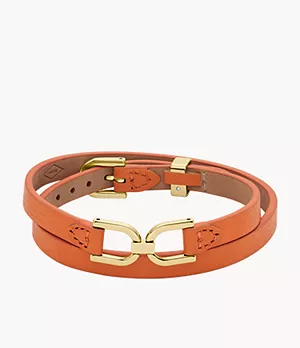 Heritage D-Link Monarch Orange Leather Strap Bracelet