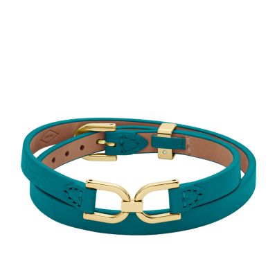 Bracelet Fossil Heritage D-Link en cuir bleu