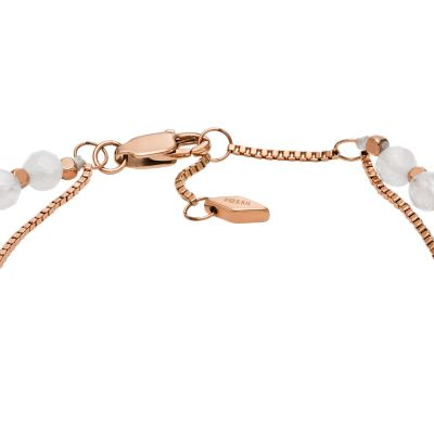 All Stacked Up Rose Quartz Chain Beaded Bracelet - JF04444791 - Fossil