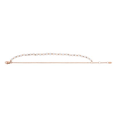 All Stacked Up Rose Quartz Chain Beaded Bracelet - JF04444791 - Fossil