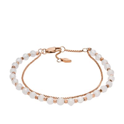 All Stacked Up Rose Quartz Chain Beaded Bracelet