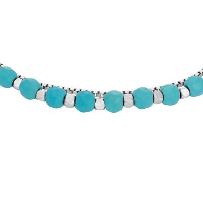 All Stacked Up Reconstituted Turquoise Chain Beaded Bracelet