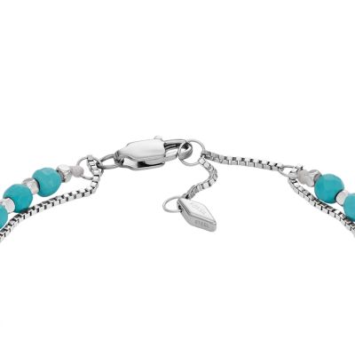 All Stacked Up Reconstituted Turquoise Chain Beaded Bracelet