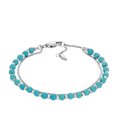 All Stacked Up Reconstituted Turquoise - JF04445040 Chain - Fossil Bracelet Beaded