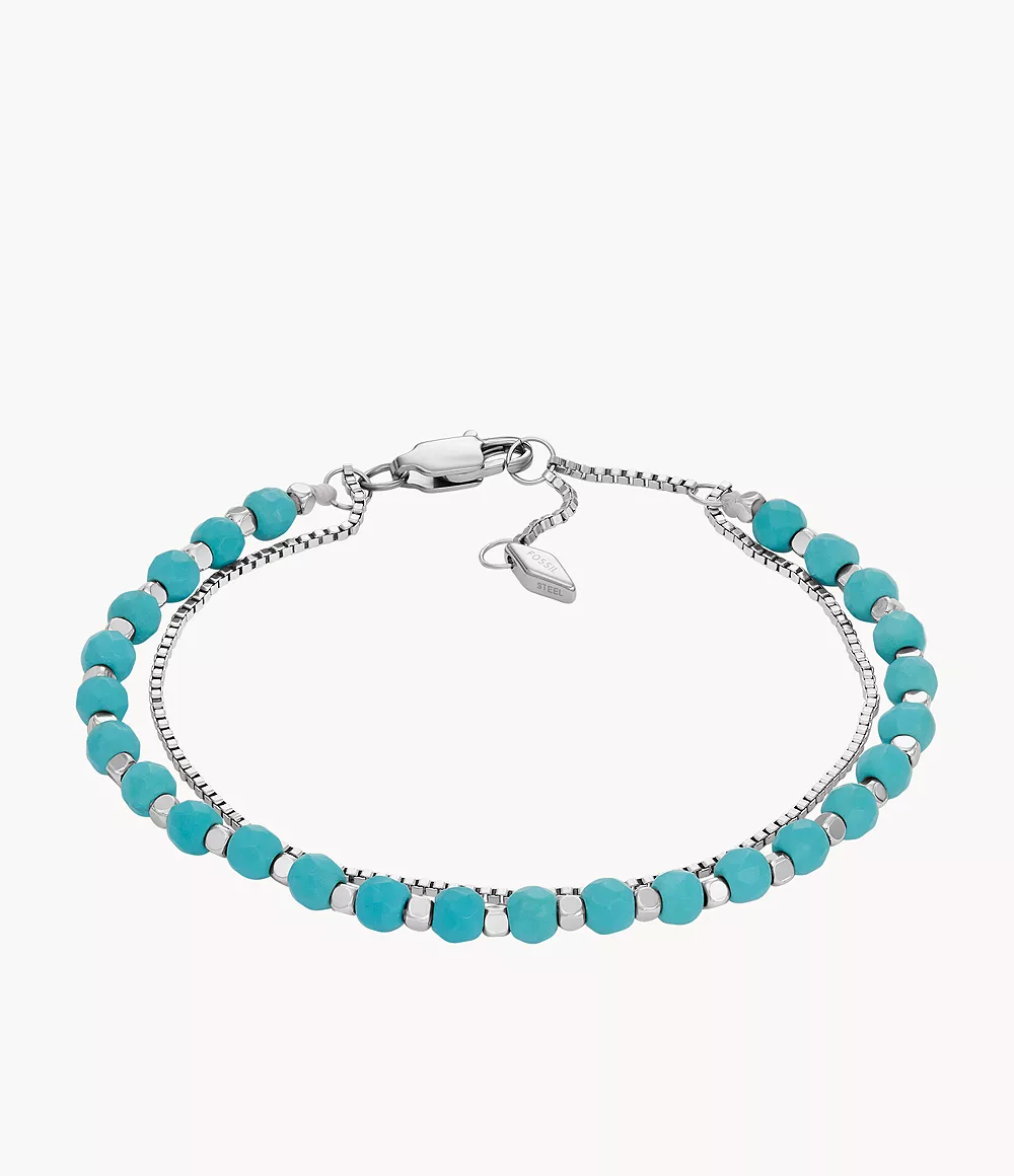 All Stacked Up Reconstituted Turquoise Chain Beaded Bracelet  JF04445040
