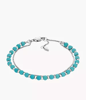 Bracelet de perles All Stacked Up en turquoise reconstituée, avec chaîne