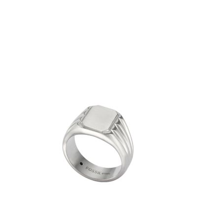 All Stacked Up Stainless Steel Signet Ring
