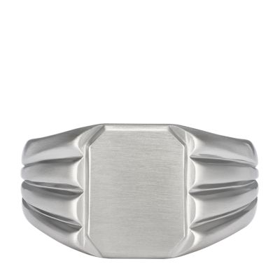 All Stacked Up Stainless Steel Signet Ring  JF04467040