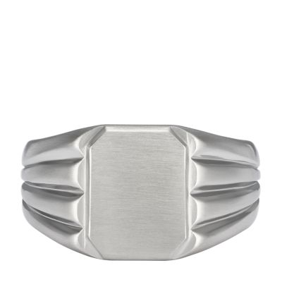 All Stacked Up Stainless Steel Signet Ring