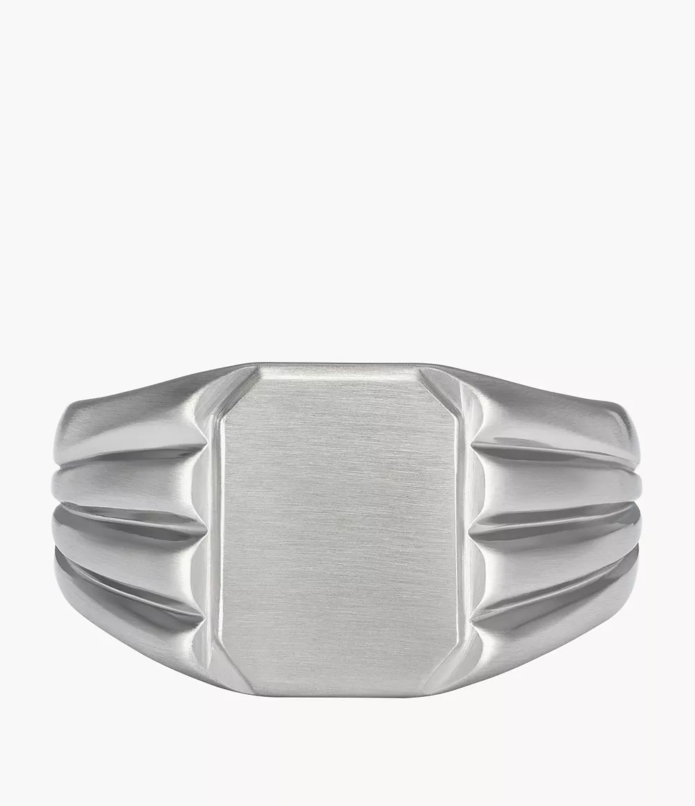 All Stacked Up Stainless Steel Signet Ring  JF04467040
