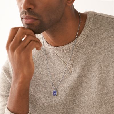All Stacked Up Blue Sodalite Chain Necklace