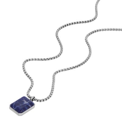 All Stacked Up Blue Sodalite Chain Necklace - JF04469040 - Fossil