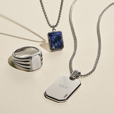 All Stacked Up Blue Sodalite Chain Necklace - JF04469040 - Watch