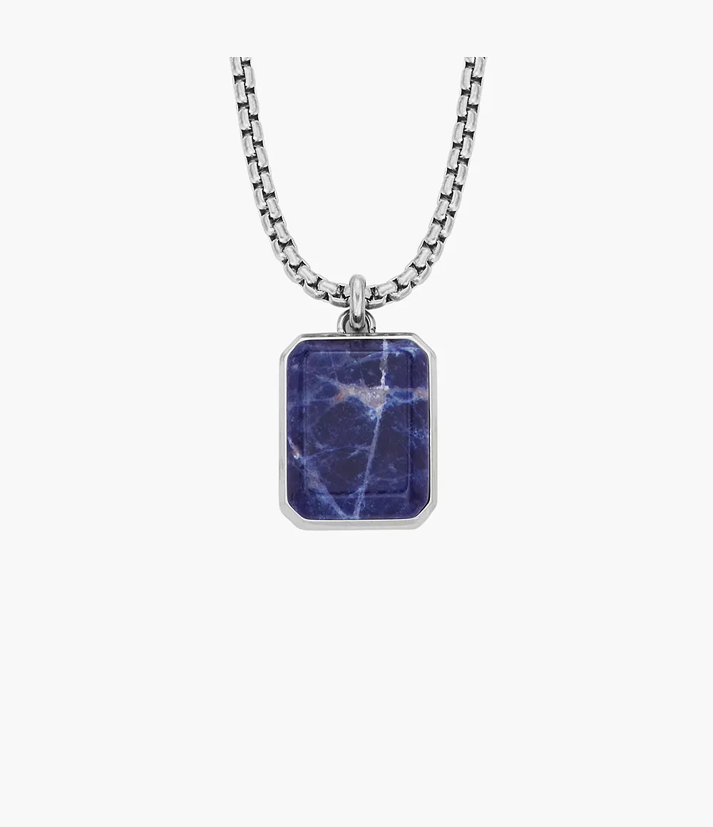 All Stacked Up Blue Sodalite Chain Necklace  JF04469040
