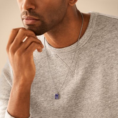 All Stacked Up Blue Sodalite Chain Necklace