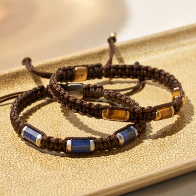 All Stacked Up Tiger's Eye Station Bracelet - JF04471710 - Fossil