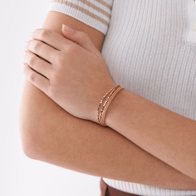 Bracelet chaîne All Stacked Up en cuir, brun