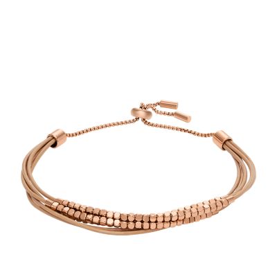 Bracelet chaîne All Stacked Up en cuir, brun