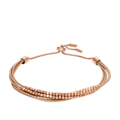 Fossil Bracelet pour femme All Stacked Up, bracelet en cuir marron,  longueur : 216 mm, largeur : 2 mm, JF04472791