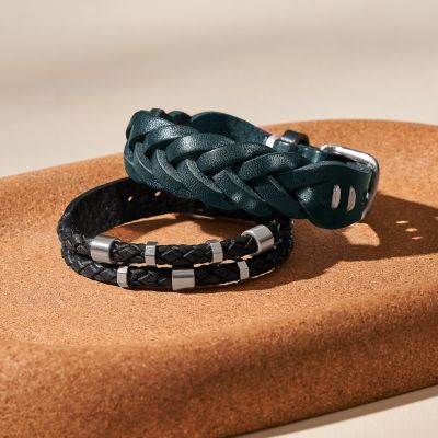 Leather Essentials JF04473040 - Leather Fossil Black Bracelet Strap -